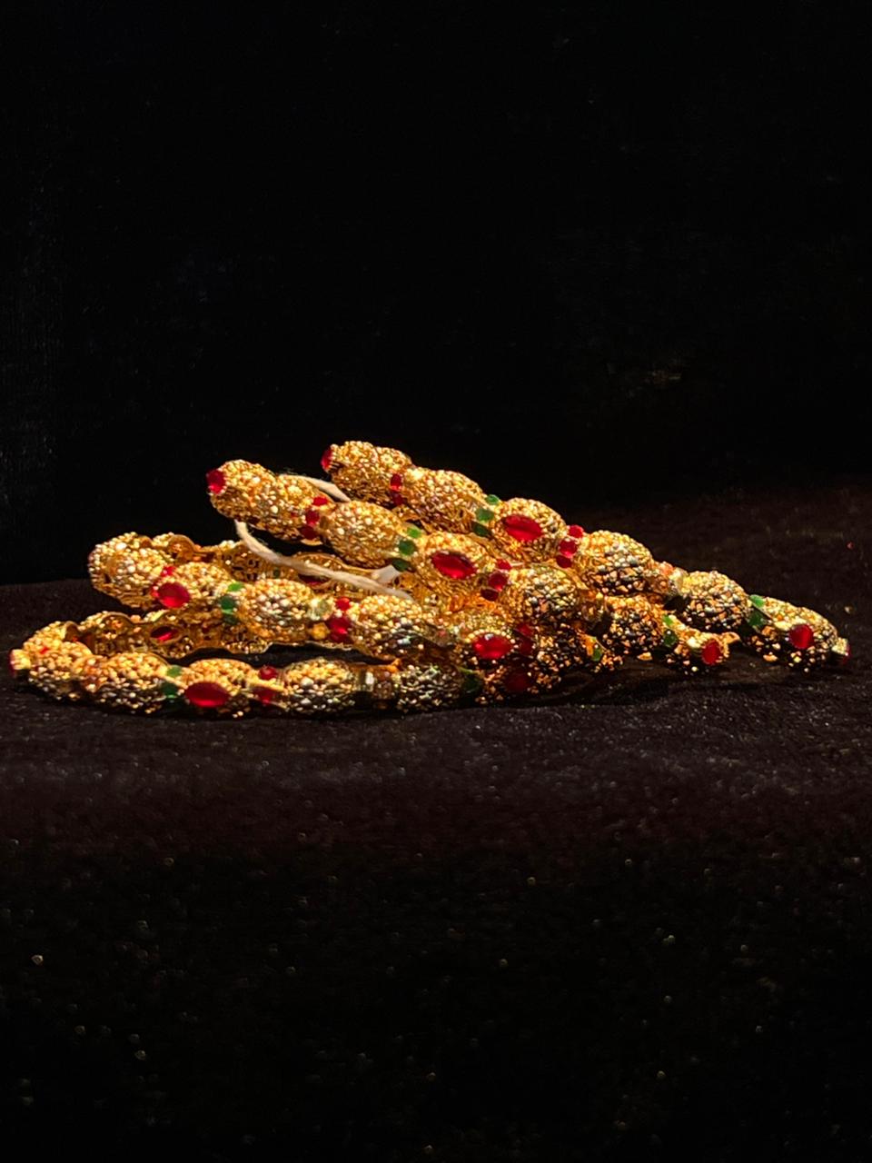 Radiant Unique Design Gold Plated Gem Stones Bangle for Girls/Women