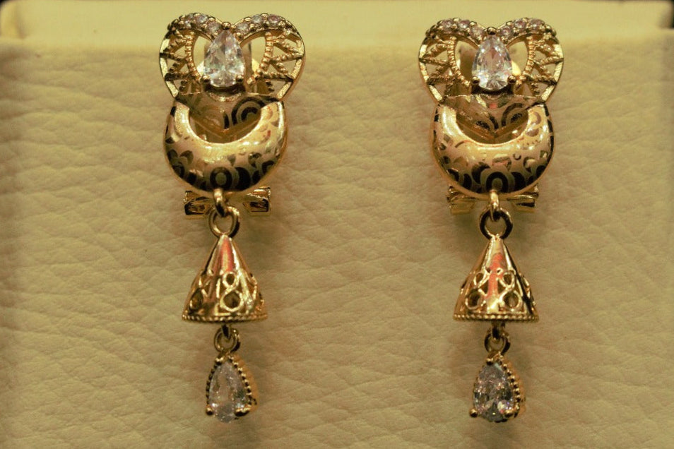Elegant Gold Dangle Earrings with Gemstone Accents