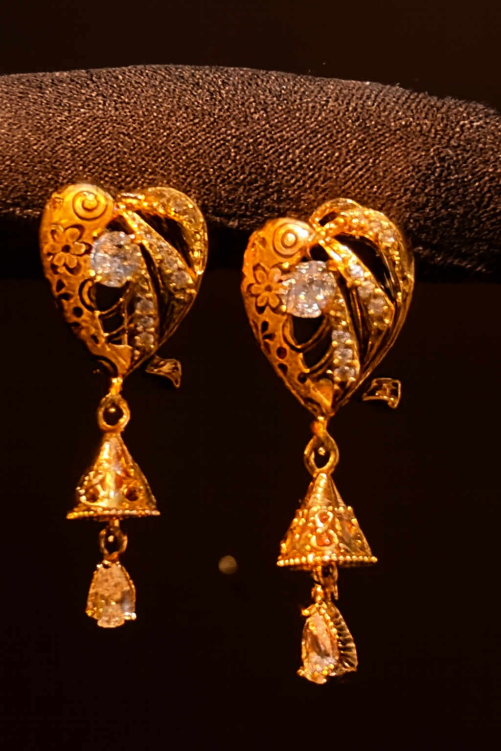 Elegant Gold Dangle Earrings with Gemstone Accents