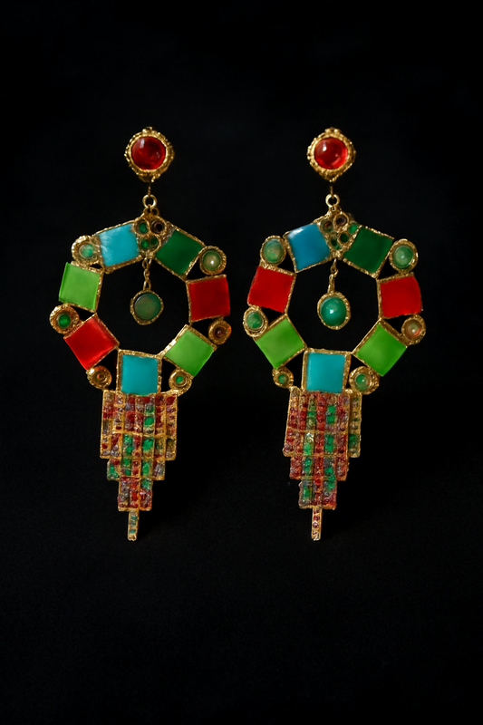 Colorful Geometric Earrings - Festive and Traditional Jewelry