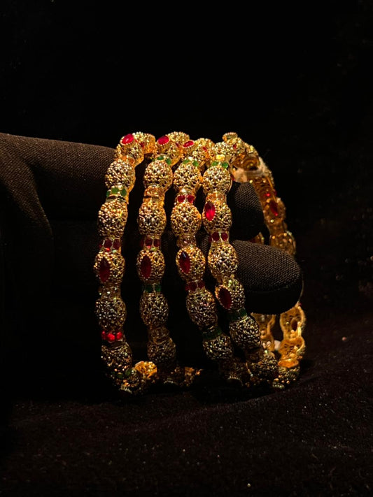 Radiant Unique Design Gold Plated Gem Stones Bangle for Girls/Women