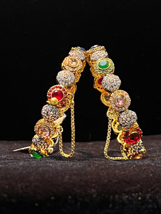 Luxury Designer Gold-Plated Gemstone Bracelet with Chain