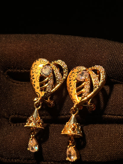 Elegant Gold Dangle Earrings with Gemstone Accents
