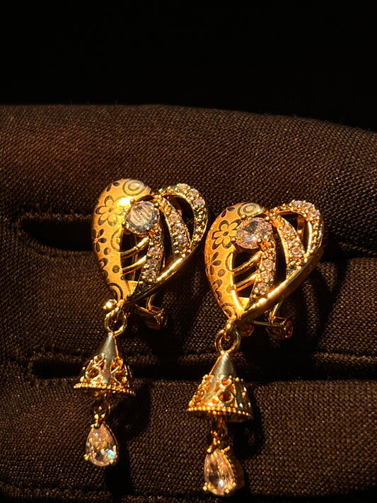 Elegant Gold Dangle Earrings with Gemstone Accents