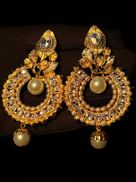 Gorgeous Unique Design Gold Plated Zircon Stone Earrings for Girls/Women