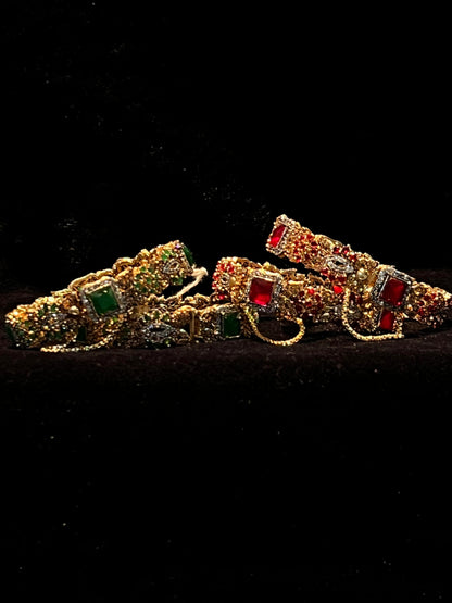 Premium Unique Design Gold Plated Glitter Stones Bangle for Girls/Women