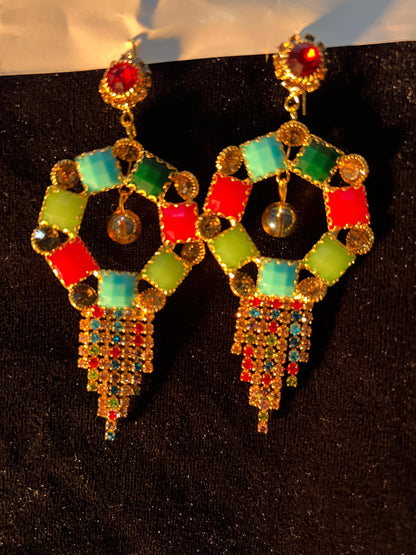 Colorful Geometric Earrings - Festive and Traditional Jewelry